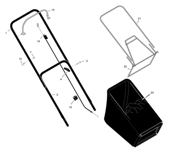Handle And Bag Assembly Diagram and Parts List for 204210X30C 2005 Briggs and Stratton Lawn Mower